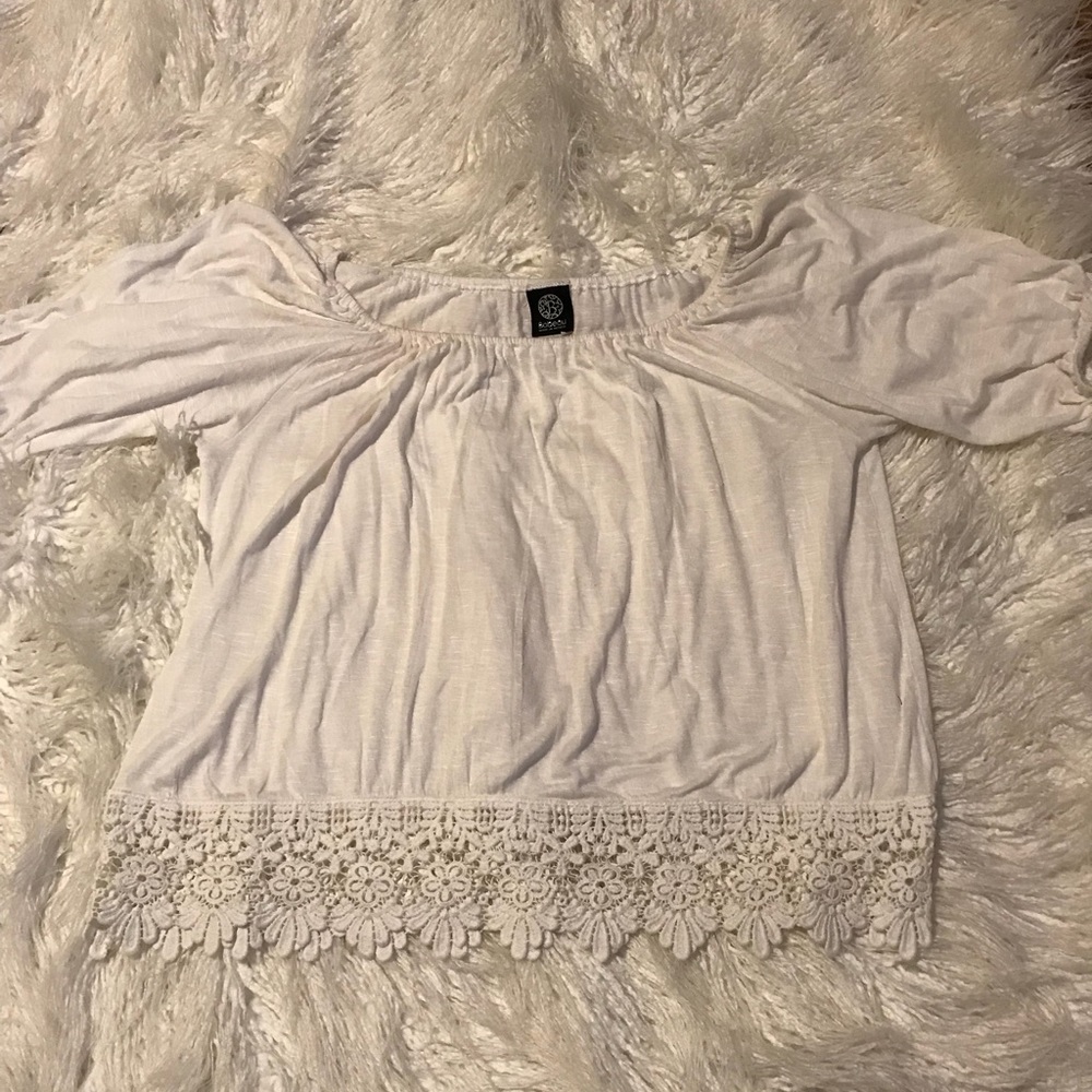 Bobeau sheer white top size large